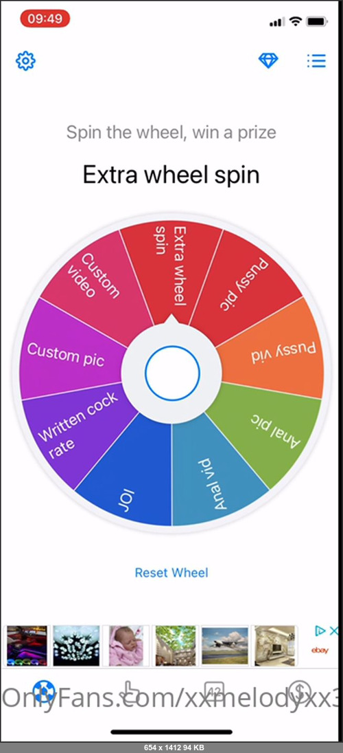 MEGA-FANS – xxmelodyxx31xx-07-01-2021-SPIN THE WHEEL As messages are still rubbish, lets play a game ) 25 for 5 spins That means you could get up to 200 worth of content for just 25 Eve