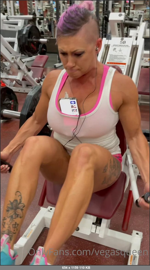 MEGA-FANS – vegasqueen-12-07-2021-Didnt get much footage because I honestly didnt think too much about that, but, its leg day  All around leg work today. Some quad focused hack squats and som