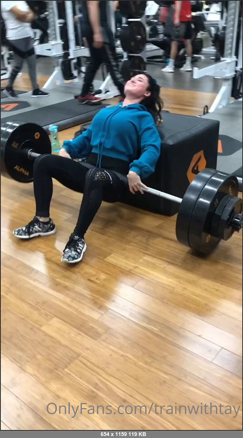MEGA-FANS – trainwithtay-04-01-2021-HIP THRUSTS  Typically I like to do these on the hip thrust machine but if your gym doesnt allow it grab a 45 pound bar and load it up   This is