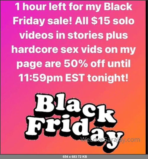 MEGA-FANS – sarajay-27-11-2021-ENDED    One hour left of my Black Friday sale    Tip just 50  price for anything you want on my page   Most BG sex vids now 10 15  All solos in my stories just