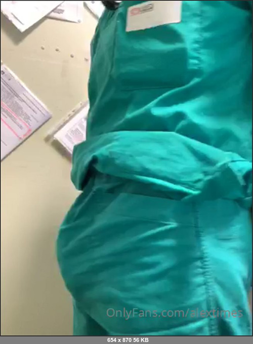 MEGA-FANS – alextimes-30-08-2020-Boring day at work  Freeballing under the scrubs is the solution