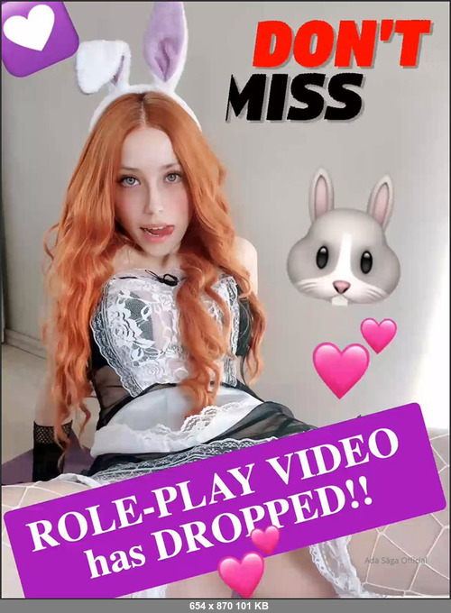 MEGA-FANS – adasaga-16-03-2022-Whats up guys   ROLE PLAY PHOTOSET has DROPPED   She is a RED HAIRED BUNNY, shes a MAID and shes very HORNY    This redheaded bunny will clean your house while making